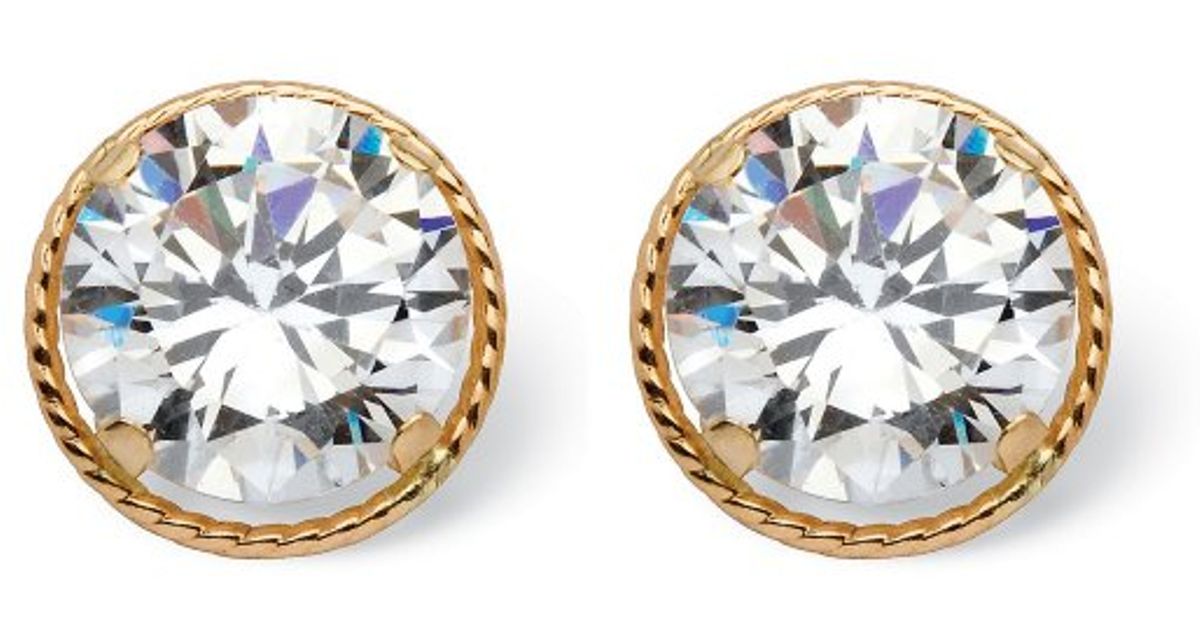 Lyst Palmbeach Jewelry 4 Tcw Round Martini Set Cubic Zirconia Stud Lyst Palmbeach Jewelry 4 Tcw Round Martini Set Cubic Zirconia Stud Earrings In 14k Gold Metallic