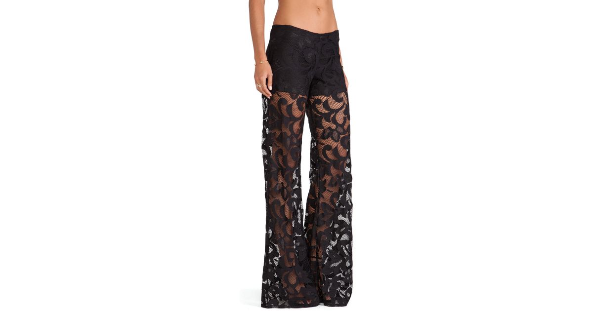 Alexis Andora Wide Leg Lace Pant in Black | Lyst