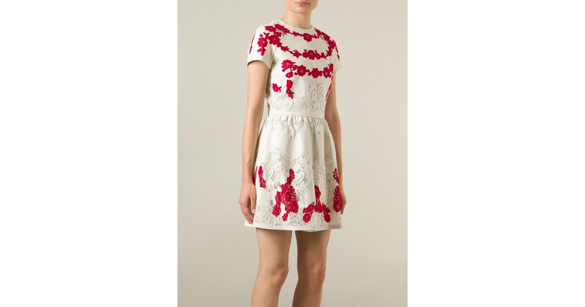Lyst - Valentino Lace Panel Dress in White