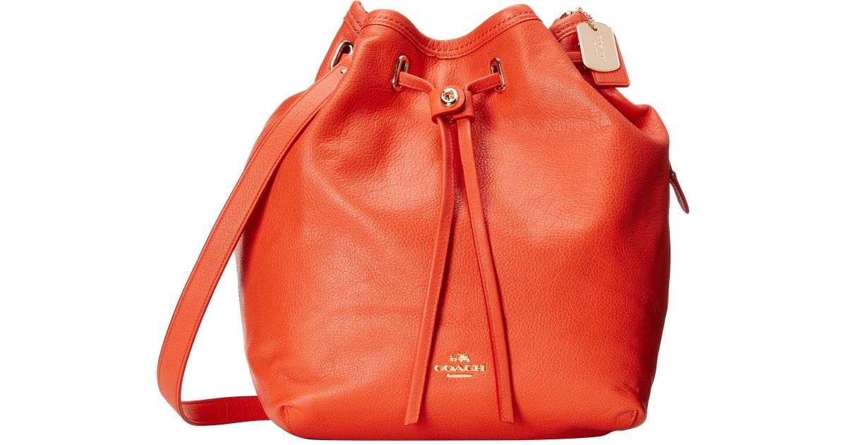 Lyst Coach Matte Soft Grain Turnlock Tie Bucket Bag In Red