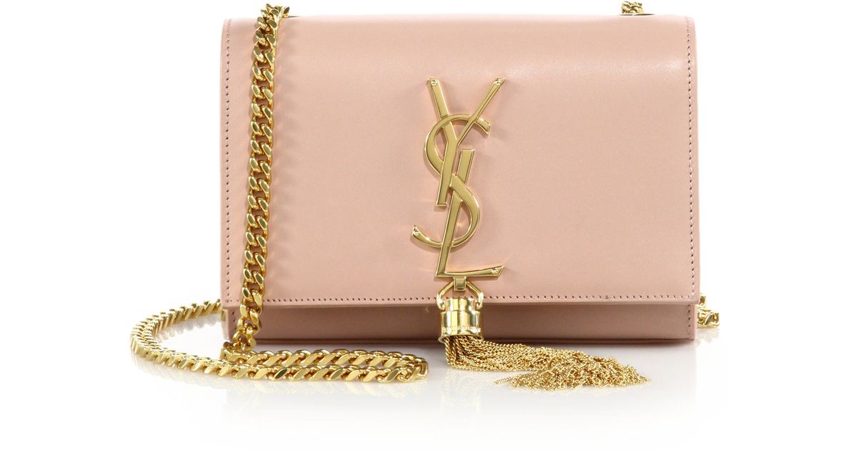 Saint laurent Monogram Small Tassel Chain Bag in Pink (pale rose ...