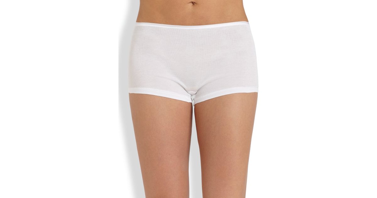 Hanro Cotton Seamless Boyshorts in White Lyst