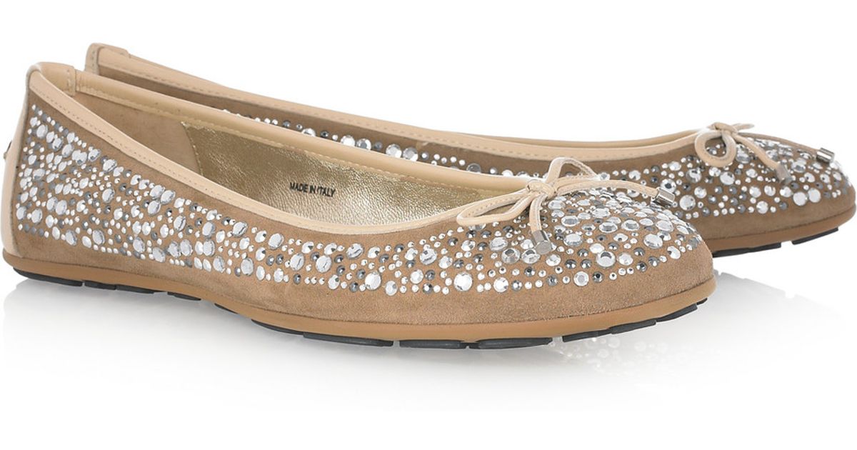 jimmy choo weber crystal ballerina flat