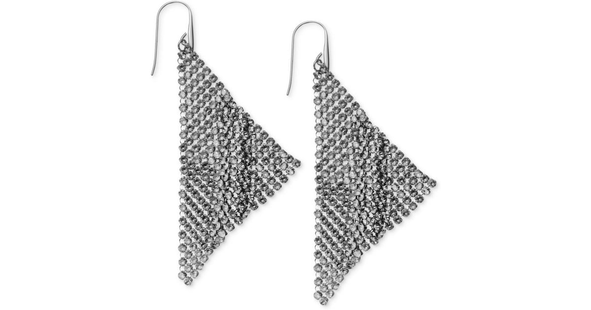 Lyst Swarovski Ruthenium Plated Black Crystal Mesh Drop Earrings Lyst Swarovski Ruthenium Plated Black Crystal Mesh Drop Earrings In