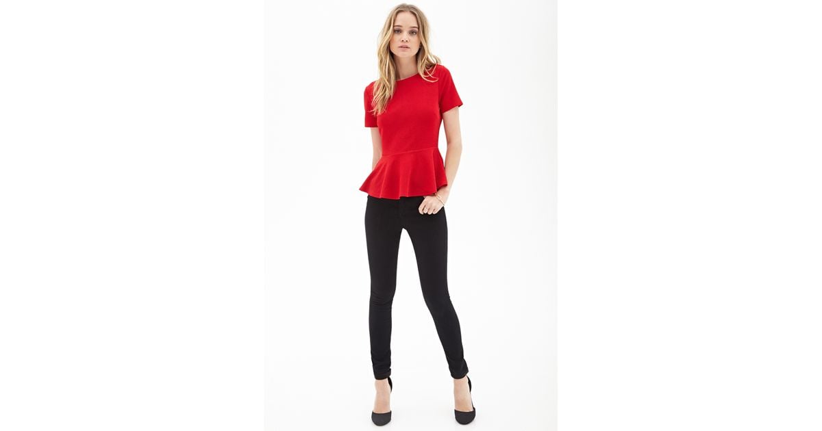 peplum red top