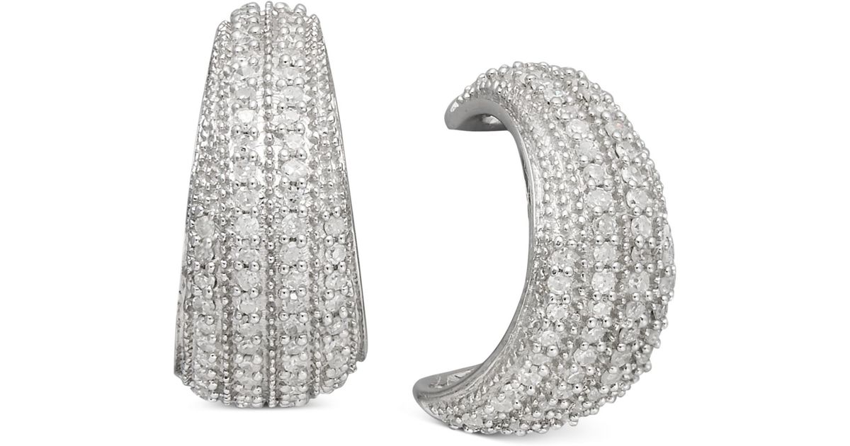 Lyst Macy S Diamond Half Hoop Earrings In Sterling Silver 1 2 Ct Lyst Macy S Diamond Half Hoop Earrings In Sterling Silver 1 2 Ct T W Metallic