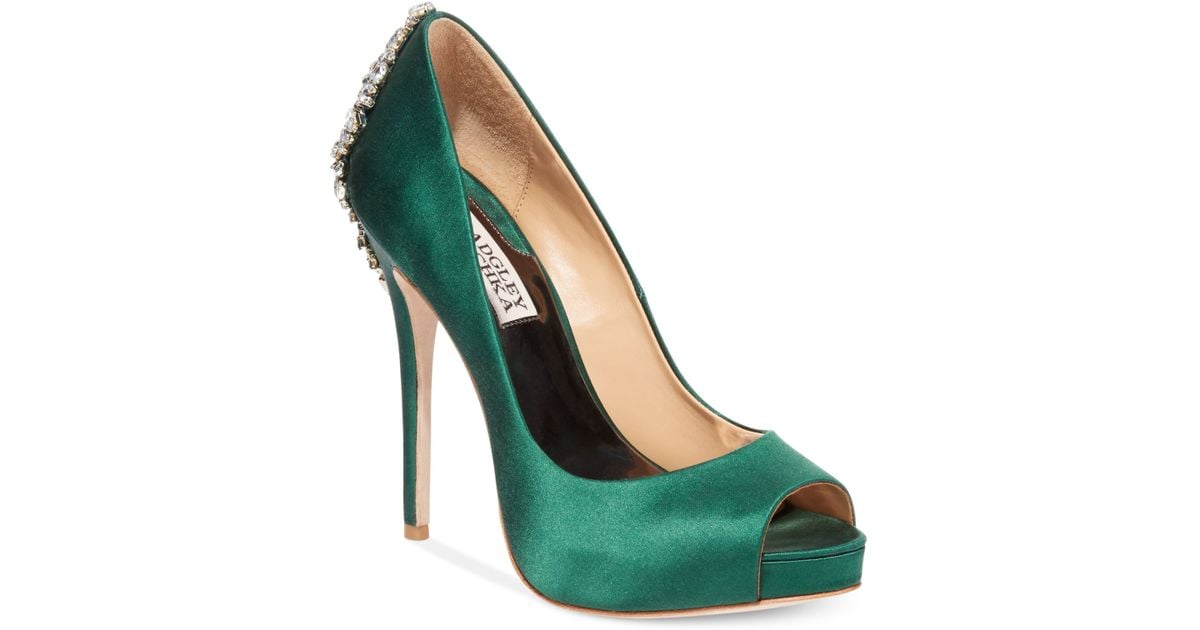 emerald green badgley mischka shoes