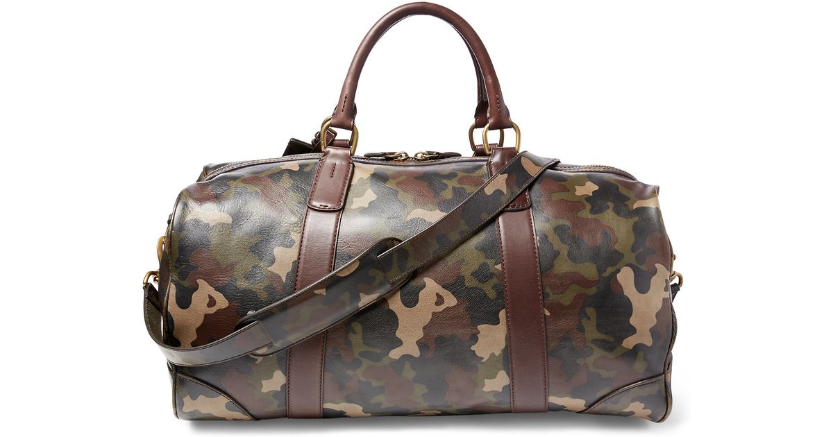 Lyst Polo Ralph Lauren Camouflage Leather Duffel Bag In Gray For Men