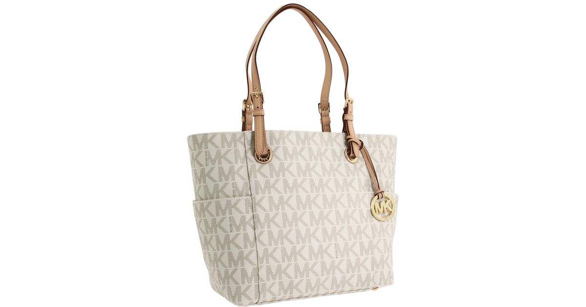 Lyst Michael Kors Mk Logo East West Signature Tote In White