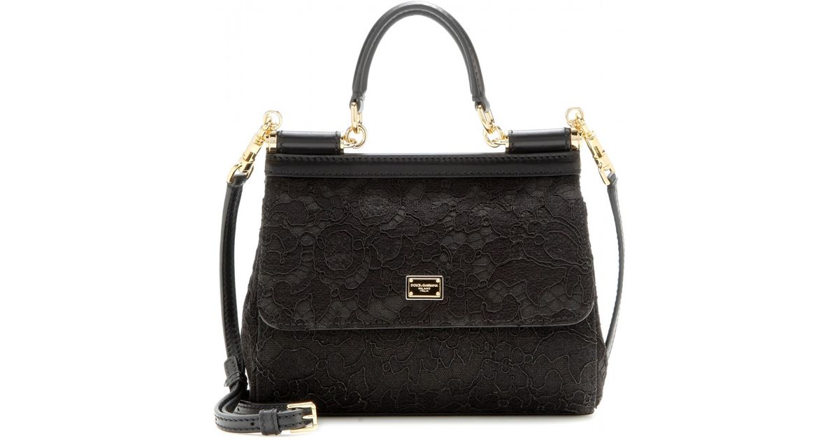 Lyst Dolce Gabbana Mini Miss Sicily Lace Shoulder Bag In Black