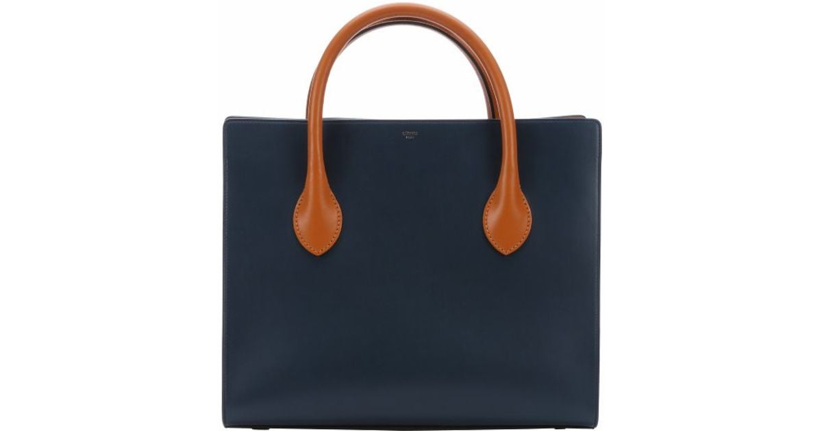 Cline Dark Blue Leather Boxy Top Handle Tote Bag in Blue | Lyst  