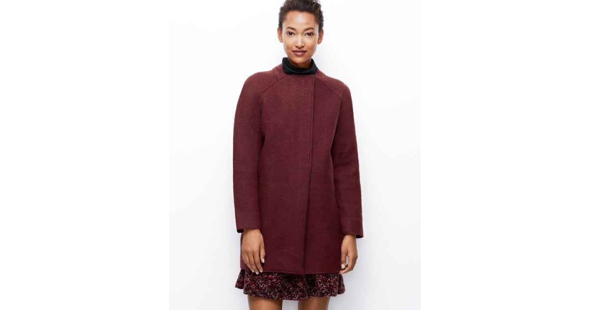 Ann taylor Petite Structured Sweater Coat in Red | Lyst