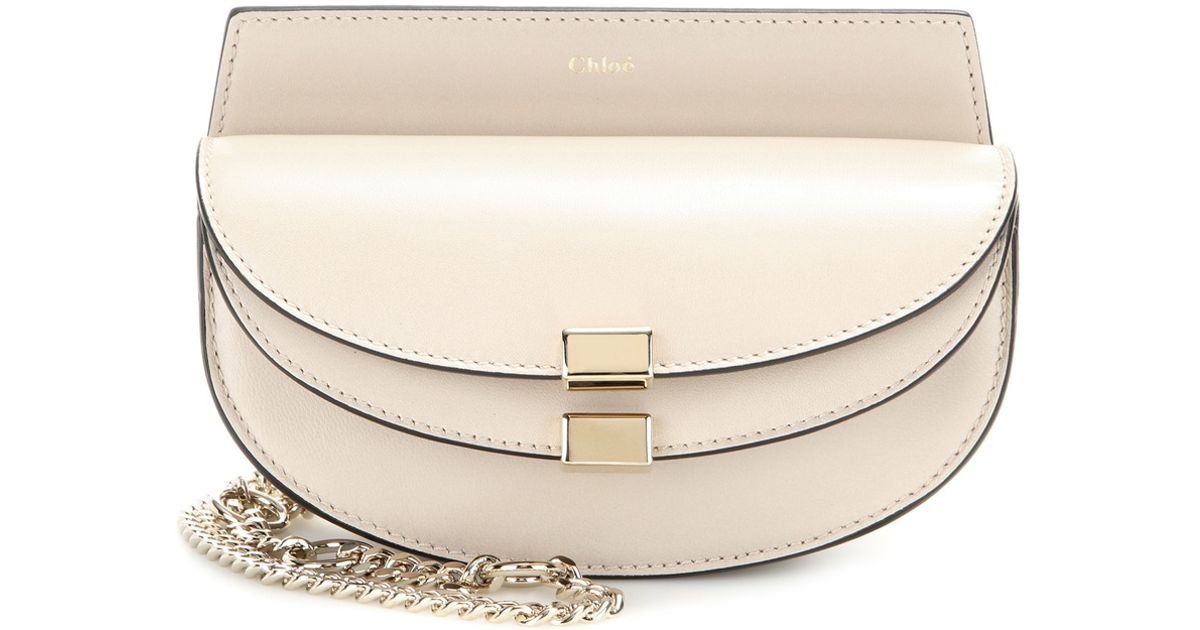 Chlo Georgia Leather Convertible Belt Bag in White (grey) | Lyst