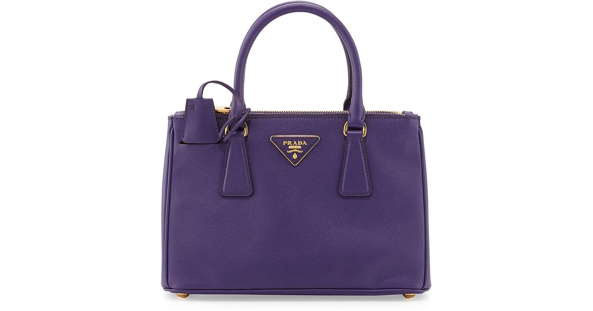 Prada Saffiano Double Zip Mini Crossbody In Purple Lyst