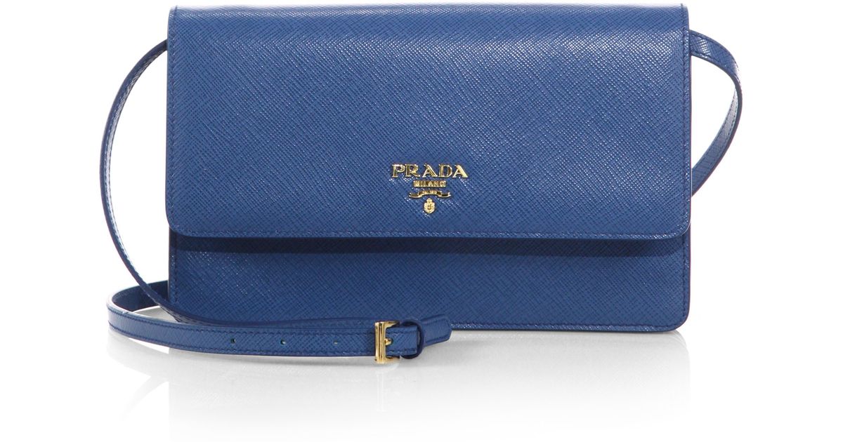 Lyst Prada Saffiano Lux Crossbody Bag In Blue