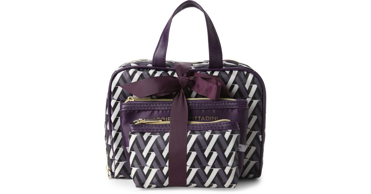 Lyst Adrienne Vittadini Logo 3 Piece Cosmetic Bag Set In Purple