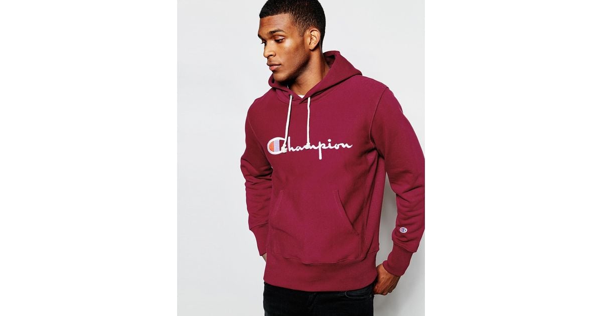 Champion Hoodie With Script Logo in Purple for Men | Lyst