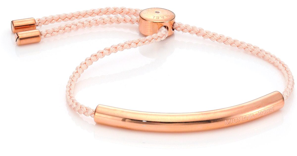 Lyst Michael Kors Braided Nylon Slider Bracelet In Pink