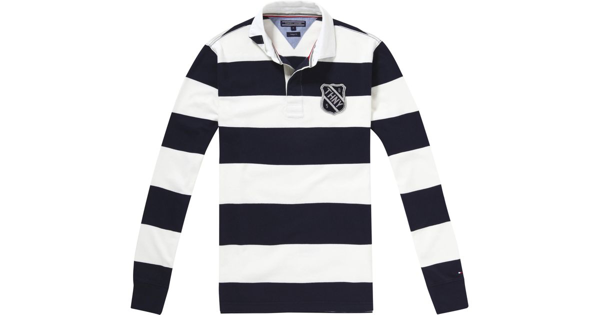 Tommy Hilfiger Axel Stripe Rugby Shirt In Blue For Men Lyst