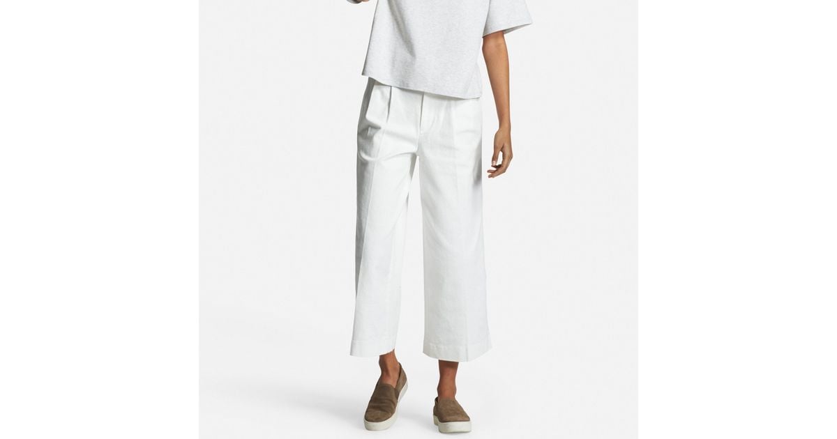 Uniqlo Women Denim Wide Leg Pants in White | Lyst