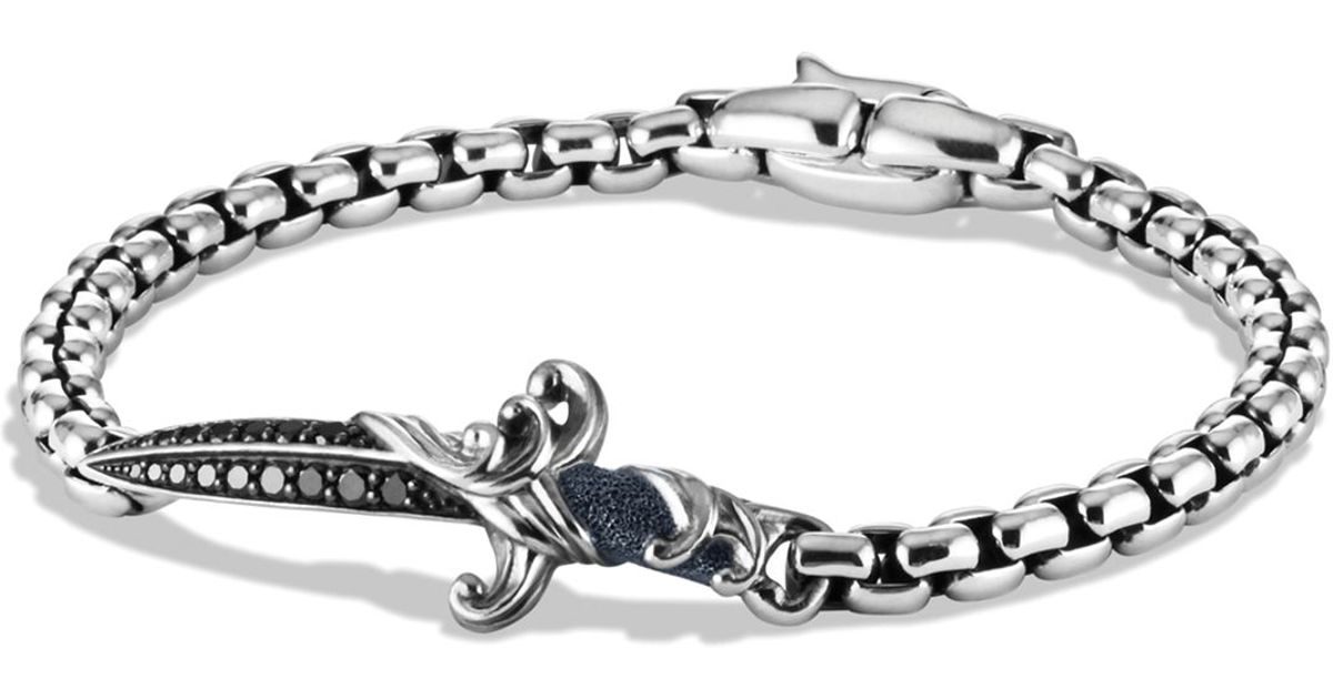 Lyst David Yurman Waves Dagger Bracelet With Black Diamonds In Lyst David Yurman Waves Dagger Bracelet With Black Diamonds In Metallic For Men