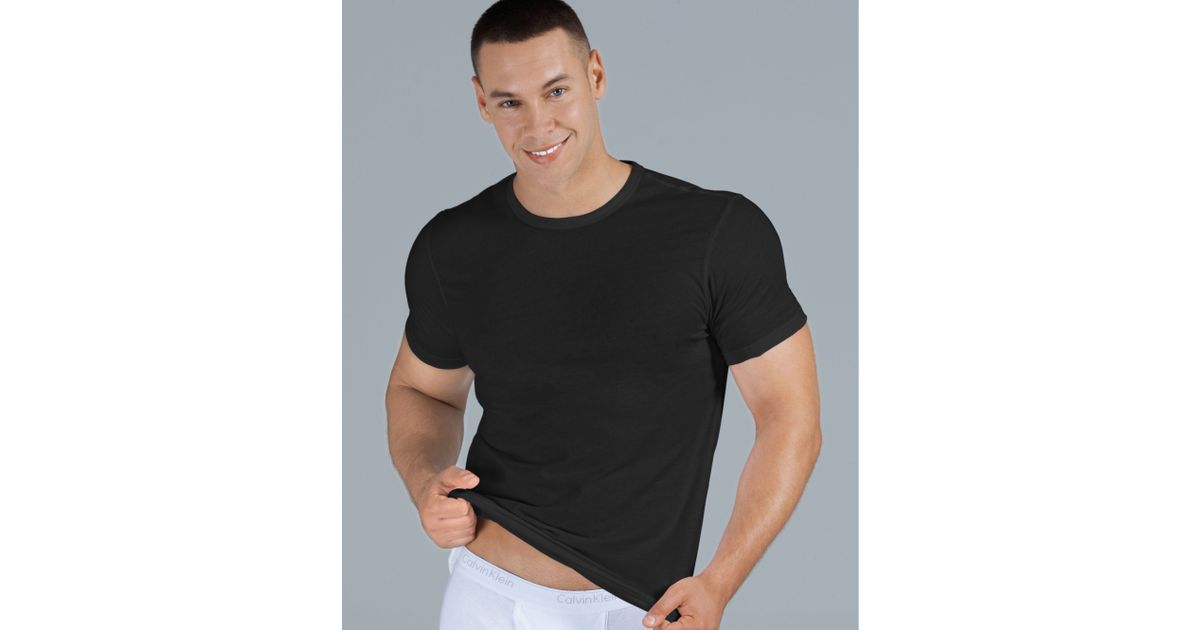 Black Fit 3 Lyst Body Slim Calvin In T Shirt Men For Klein Pack 66qwaCx4