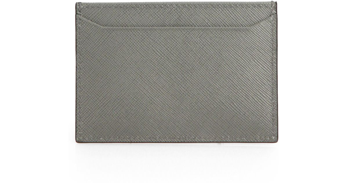 Prada Saffiano Leather Credit Card Case in Gray for Men (No Color ...  