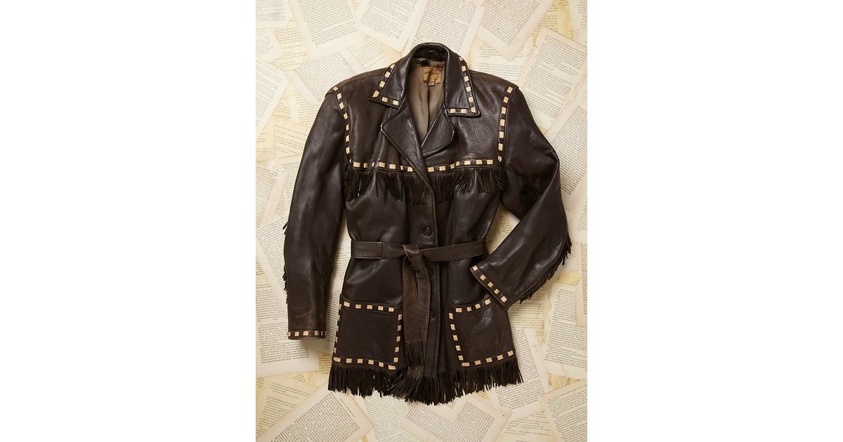 Free People Brown Womens Vintage Fringe Leather Jacket Lyst