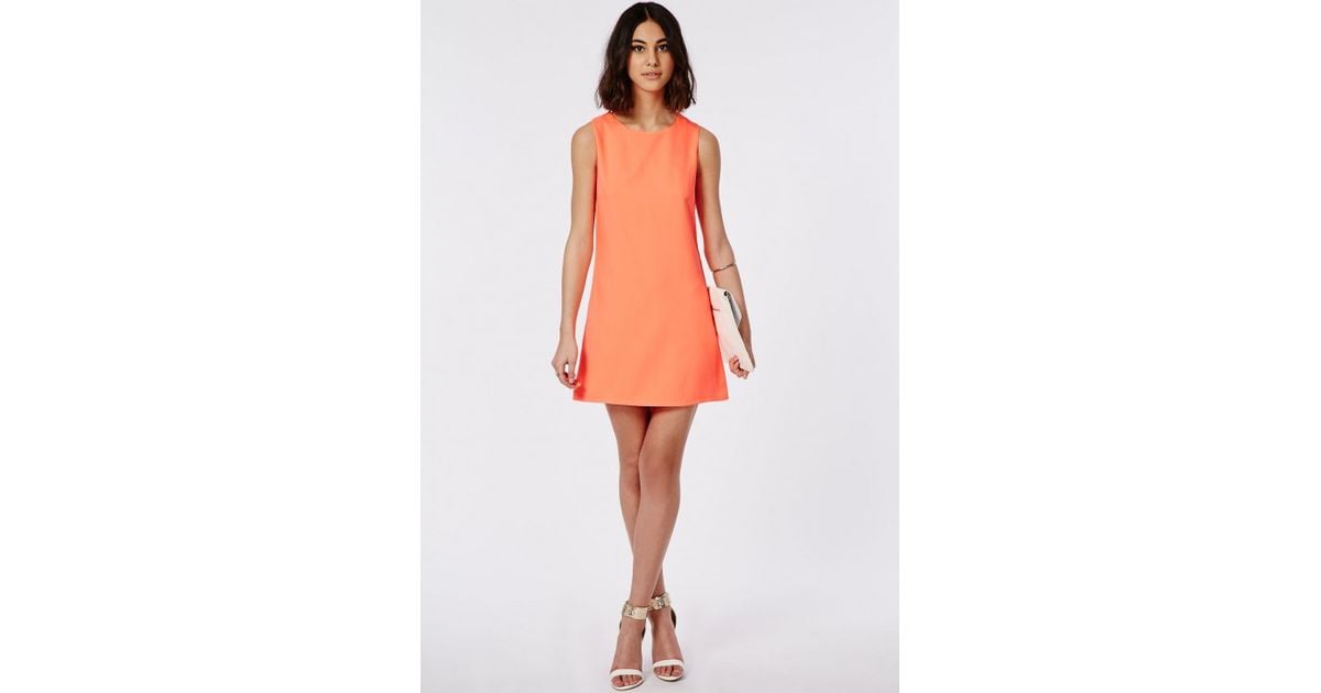 Neon Coral Shift Dress