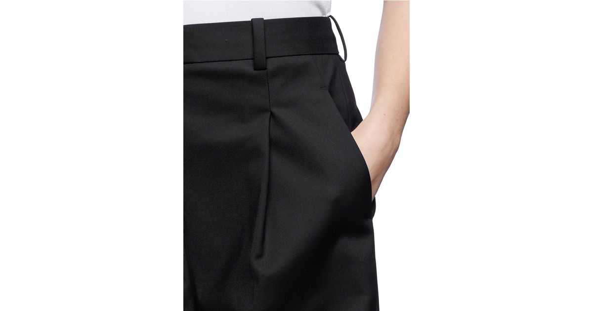 3.1 phillip lim Foldup Cuff Wide Leg Cropped Pants in Black | Lyst