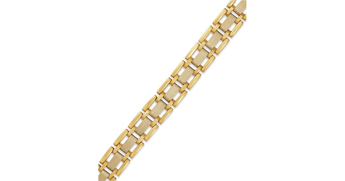 Macy&#39;s Men&#39;s Two-tone Link Bracelet In 10k Gold in Gold for Men - Save 55% | Lyst