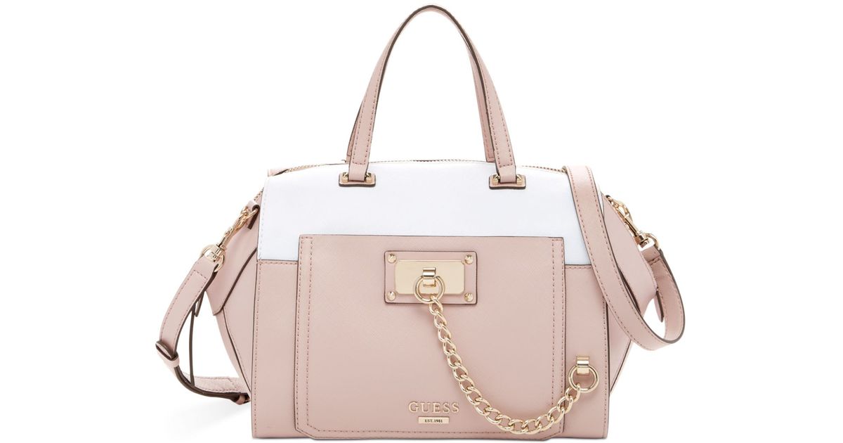 Lyst Guess Forget Me Not Paxton Satchel In Pink