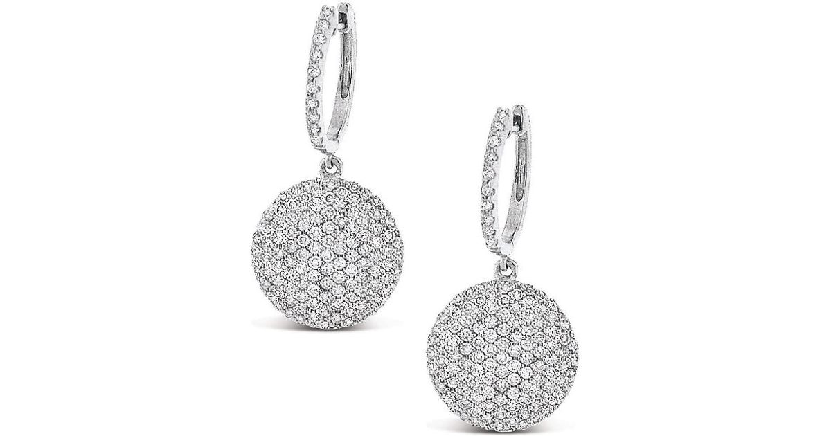 Lyst Kc Designs 14k Gold And Diamond Pave Disc Earrings In White