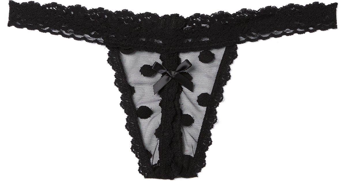 Hanky Panky After Midnight Hot Dot Open Gusset G String In Black Lyst