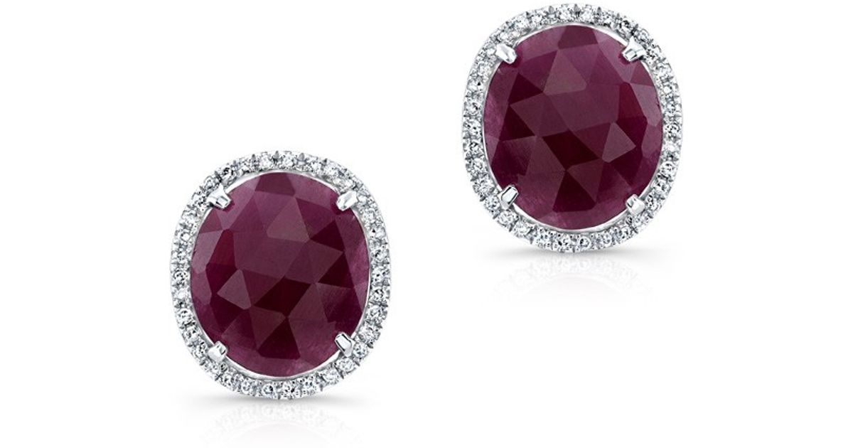 Lyst Anne Sisteron 14kt White Gold Organic Ruby Diamond Stud Lyst Anne Sisteron 14kt White Gold Organic Ruby Diamond Stud Earrings In Purple