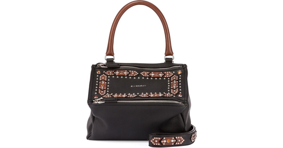 Lyst Givenchy Pandora Small Studded Satchel Bag In Black