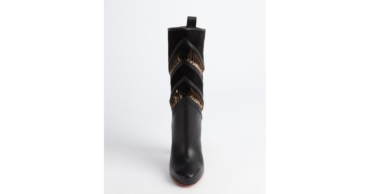 Christian louboutin Black Calf Leather Suede Detail Cutout Detail ...  