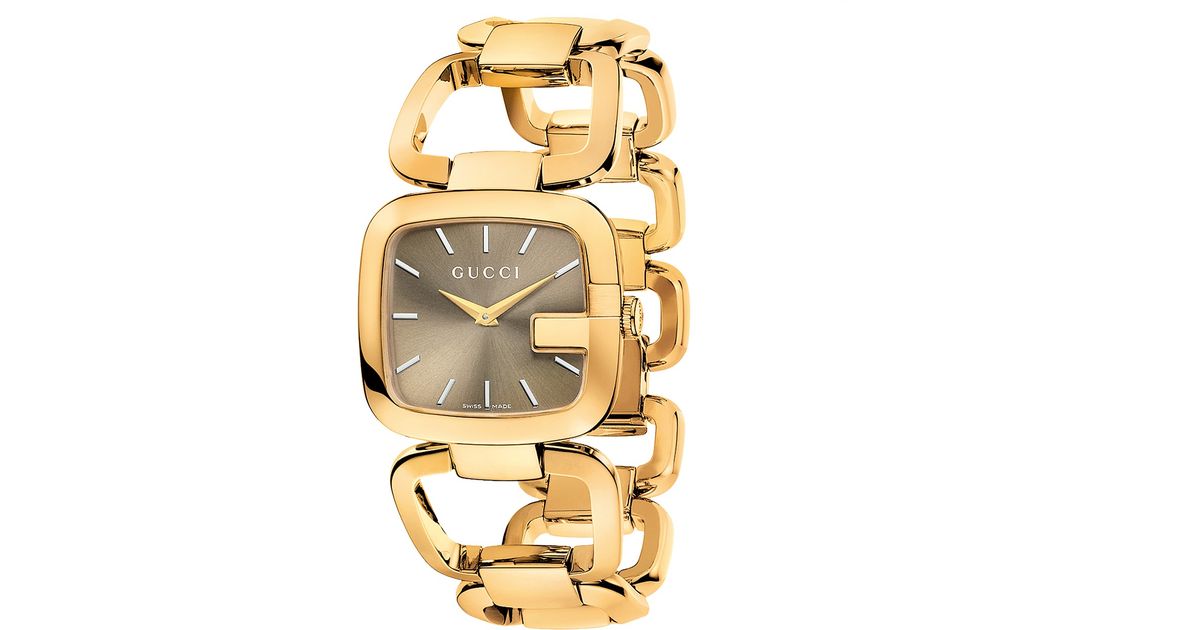 Lyst Gucci Ya125408 Women S G Gold Plated Bracelet Strap Watch In Lyst Gucci Ya125408 Women S G Gold Plated Bracelet Strap Watch In Brown