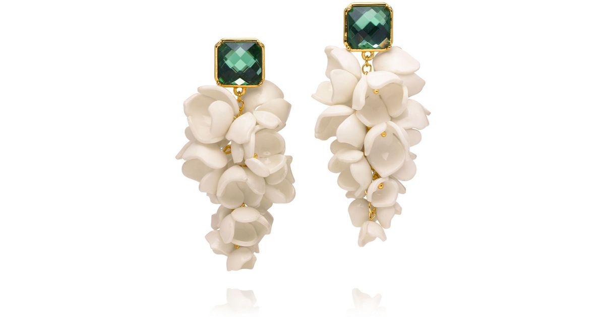 Lyst Tory Burch Anais G Flower Earring In Green