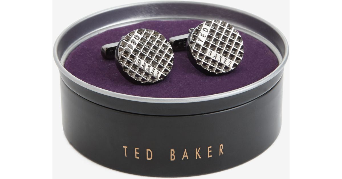 Lyst Ted Baker Textured Circle Cufflinks in Metallic for Men