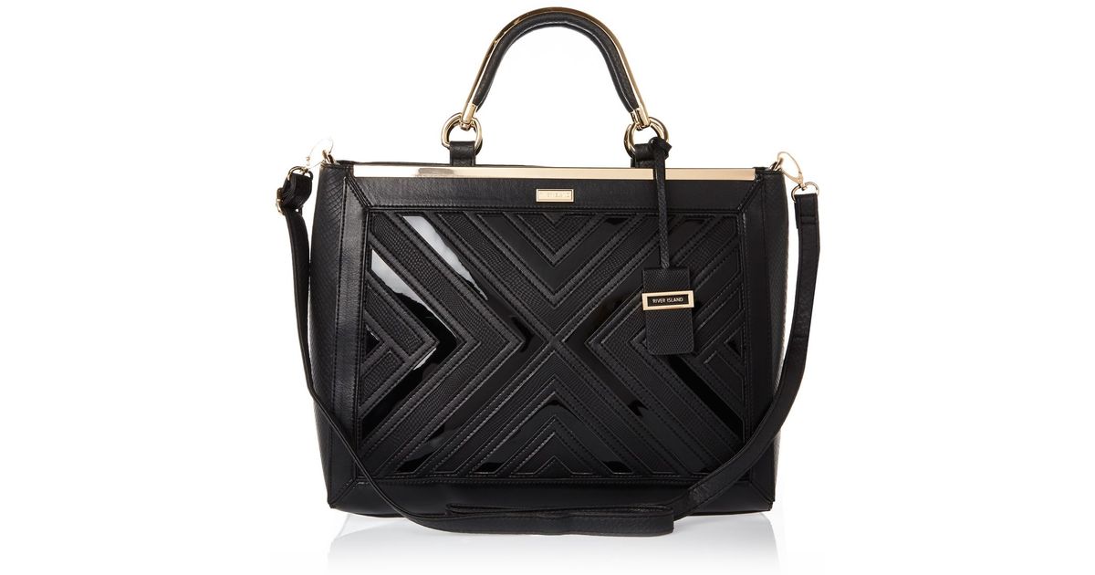River Island Black Smart Detail Tote Handbag In Lyst