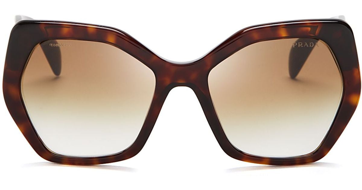 Prada Oversized Geometric Sunglasses In Black Havana Brown Gradient Lyst