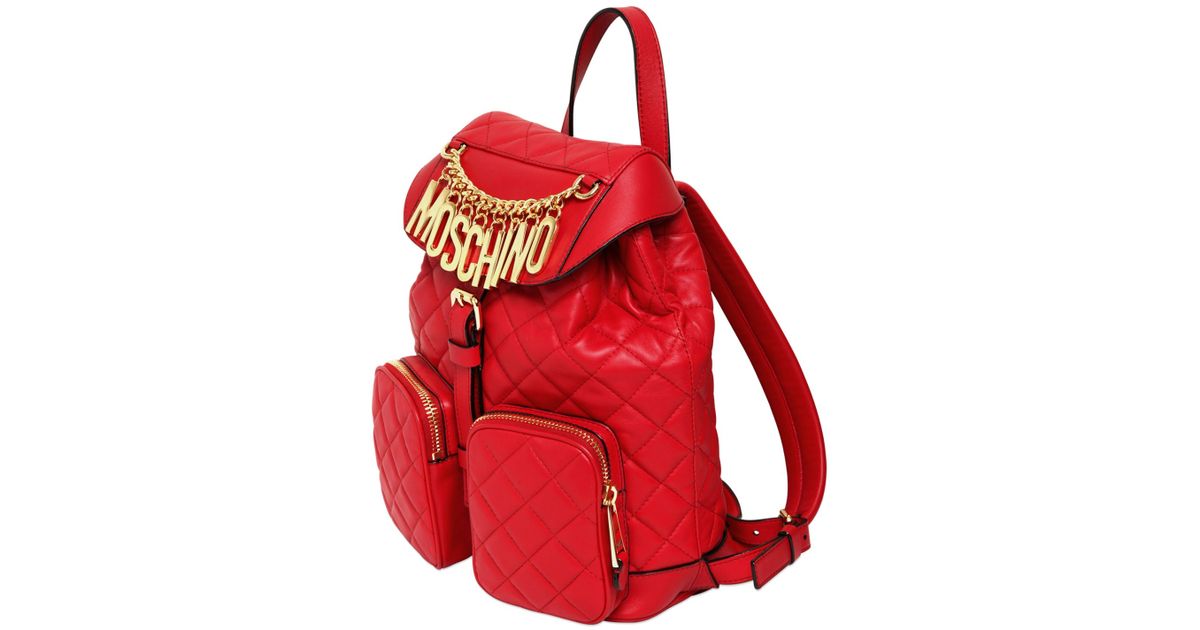 Moschino Quilted Backpack in Red | Lyst