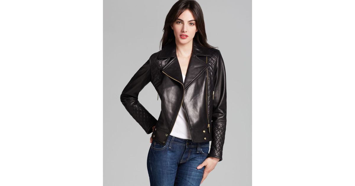 Lyst Calvin Klein Asymmetric Zip Quilted Leather Jacket In Black