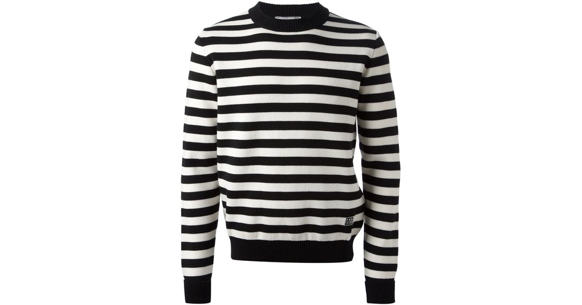 ami striped sweater in black for lyst ami striped sweater in black for lyst