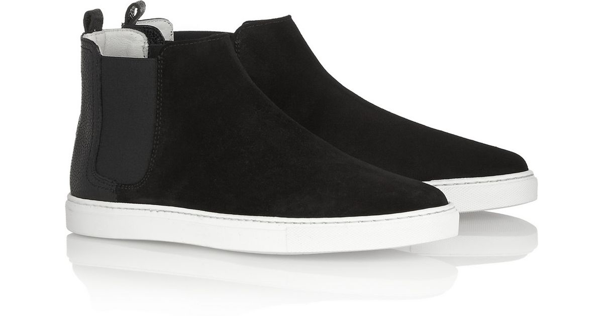 Lanvin Suede High-Top Slip-On Sneakers in Black - Lyst