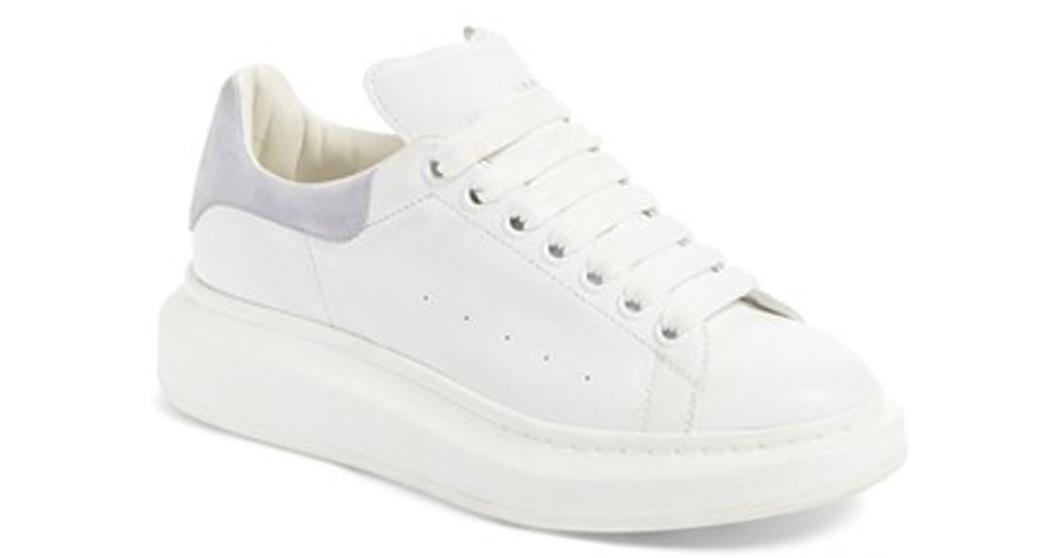 white and navy blue alexander mcqueen sneakers
