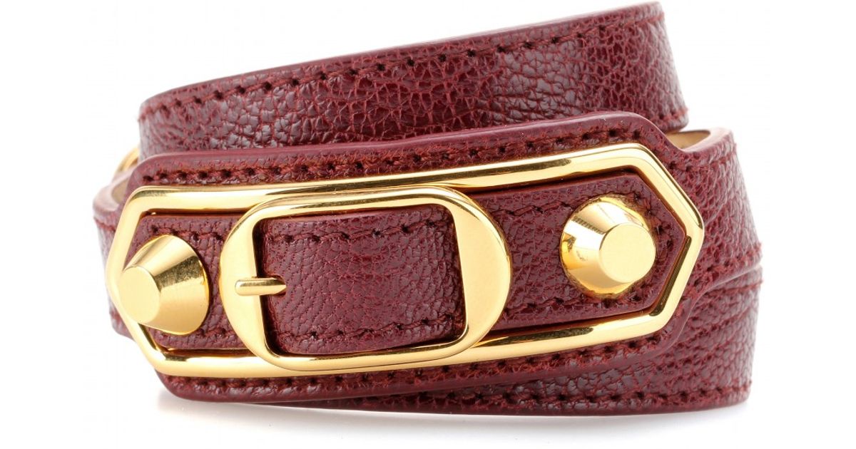 Lyst Balenciaga Metallic Edge Leather Wrap Bracelet In Red