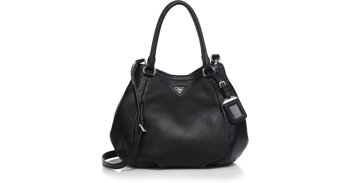choice handbags - Prada Daino Leather Satchel in Black | Lyst