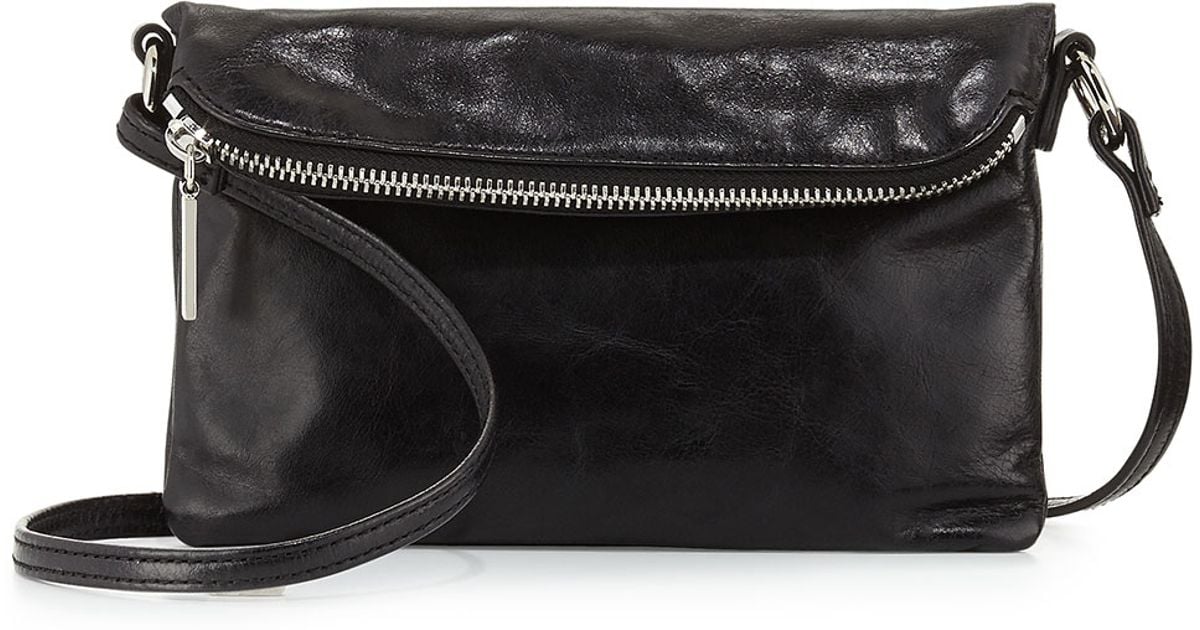 Hobo Lexi Glossy Tumbled Leather Crossbody Bag in Black (floral) | Lyst